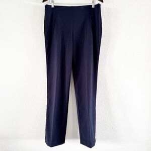 Pull On Pants Navy Trouser Faux Pockets Size 4 Elastic Waist Office Workwear